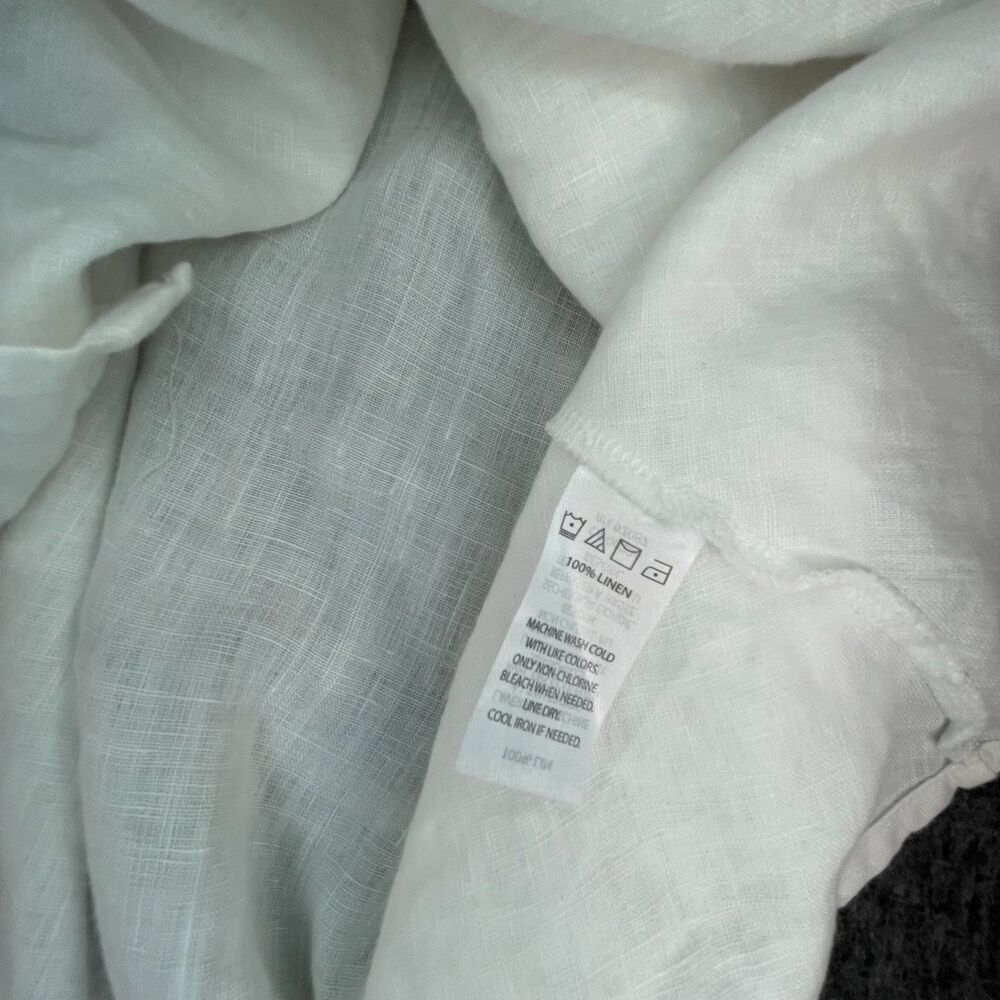 Saks Fifth Avenue White Linen Shirtdress Small Sleeveless Resort Summer Coastal - Picture 15 of 15